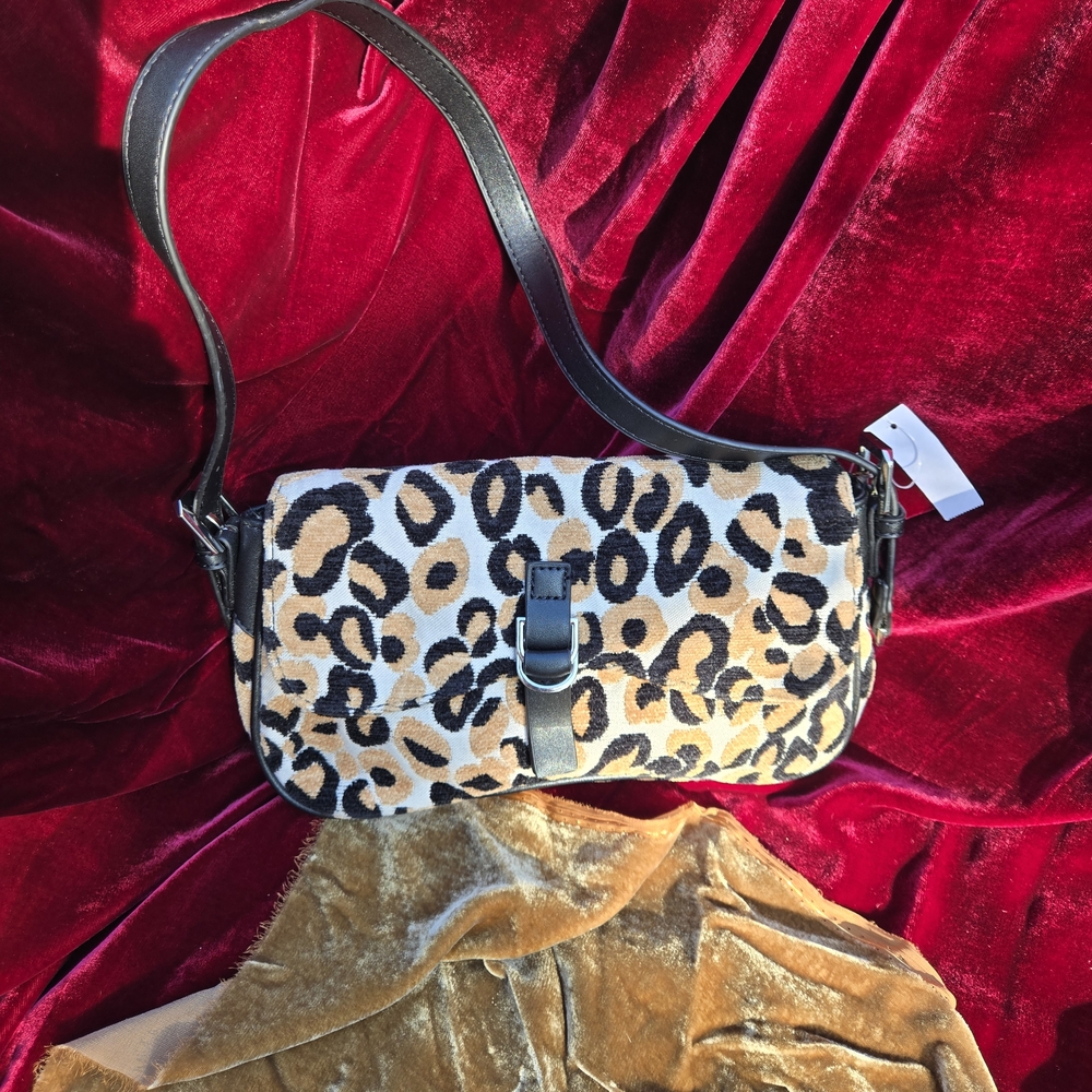 Topshop Leopard Print Baguette Shoulder Bag Faux Leather